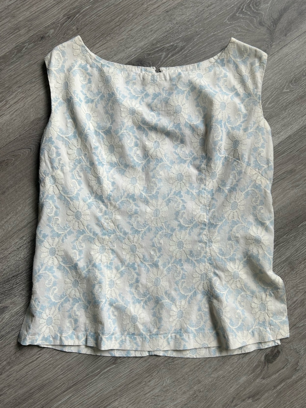 Floral White and Blue Tank Large